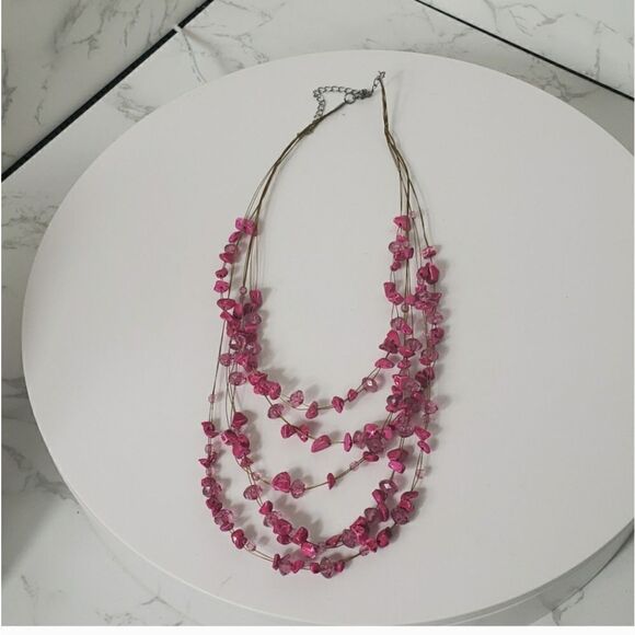 ARTISAN Layered Multi-strand Stone Chip & Wire Necklace - Picture 4 of 6